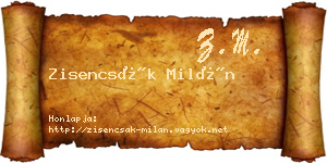 Zisencsák Milán névjegykártya